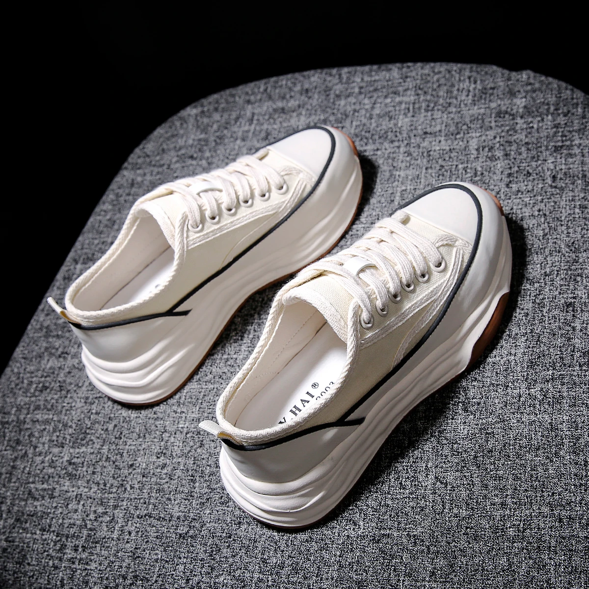 

Popular Canvas Shoes White Women's Shoes Summer Breathable New Summer Leisure Thick Bottom Thin Skate Shoes Internet Celebrity