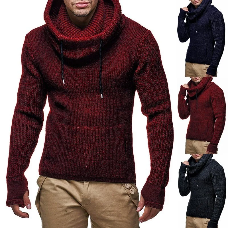 

New Men's Sweaters Male High Street Solid Color Sweaters Slim Fit Knitted Pullover Sweater