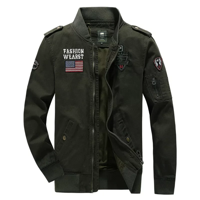 

NEW 2023 Men's Spring New US Special Forces Pilot Casual Work Clothes Youth Large Military Coat Washed Cotton