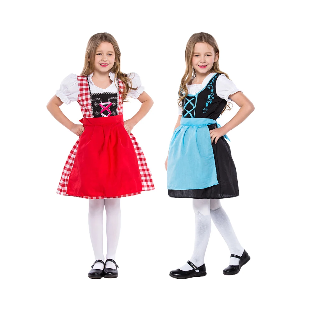 

Child Oktoberfest Dirndl Girls German Bavaria Beer Costume Carnival Maid Outfit Halloween Dress Apron Wench Fancy Dress Uniform