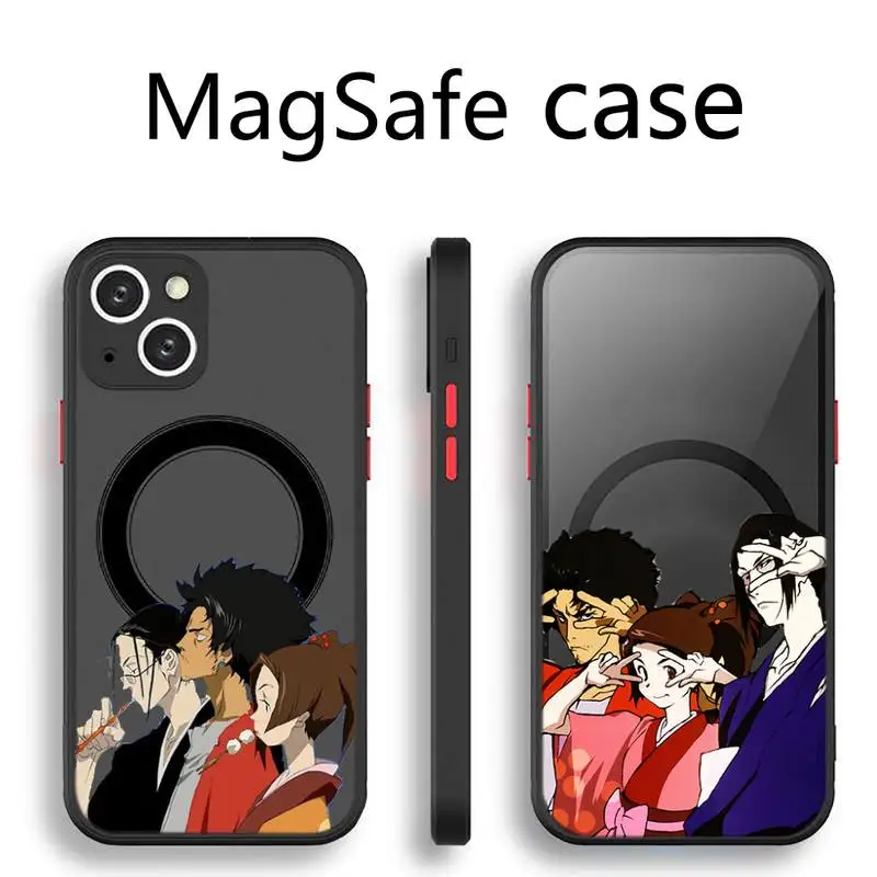 

Samurai Champloo anime Phone Case Transparent Magsafe Magnetic Magnet For iPhone 13 12 11 Pro Max Mini Wireless Charging Cover