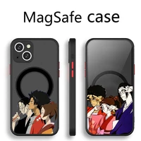 samurai champloo anime phone case transparent magsafe magnetic magnet for iphone 13 12 11 pro max mini wireless charging cover