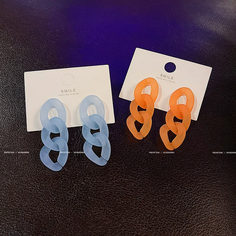 

2022 New S925 Silvers Jelly Color Chain Pendant Earrings Simple Fashion Bohemian Earrings Jewellery for Woman Wholesale