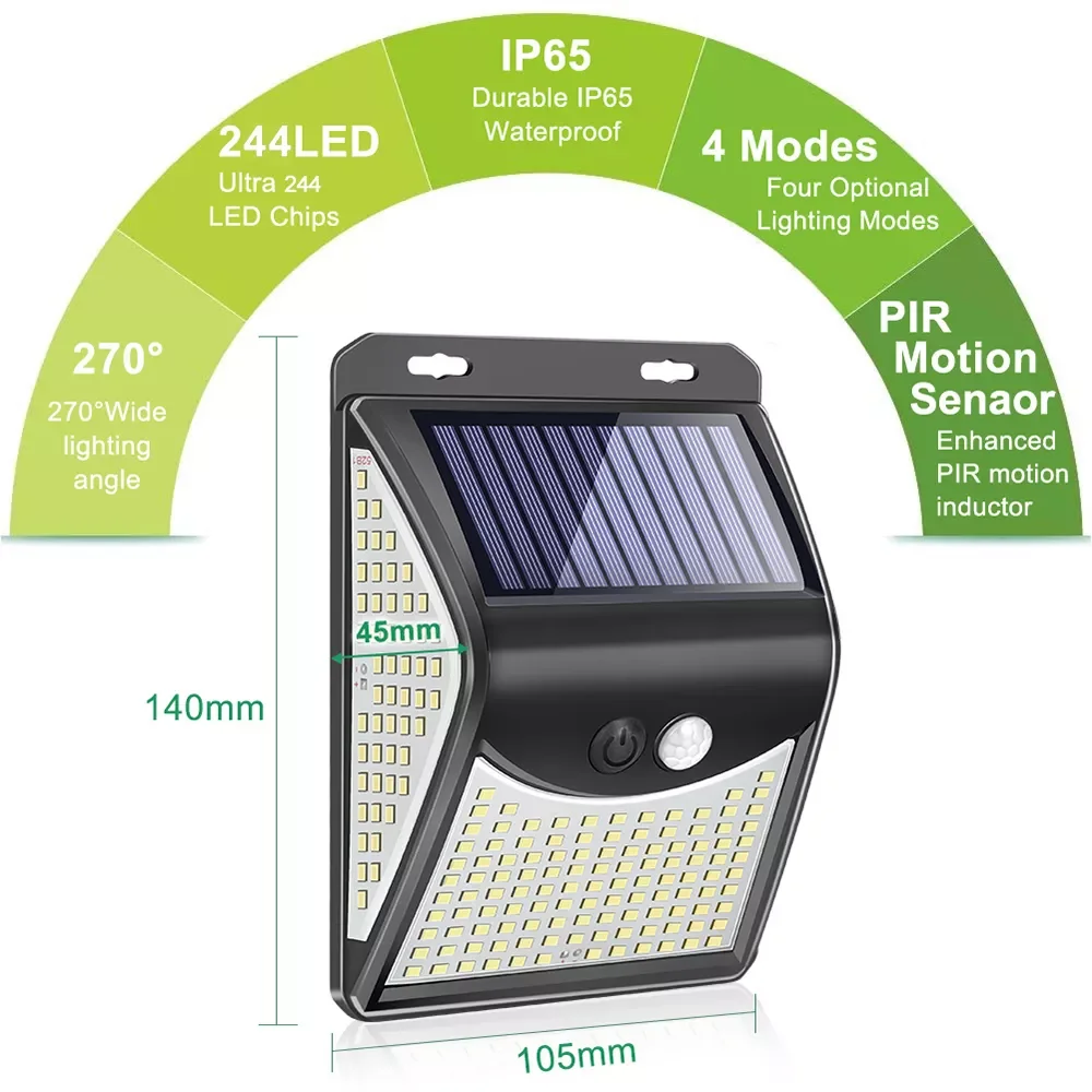 

2023 Solar LED Light Outdoor Solar Lights Wall Lamp With Motion Sensor Outdoor Lighting Wall Sconce Lamp For Outdoor Garden Stre