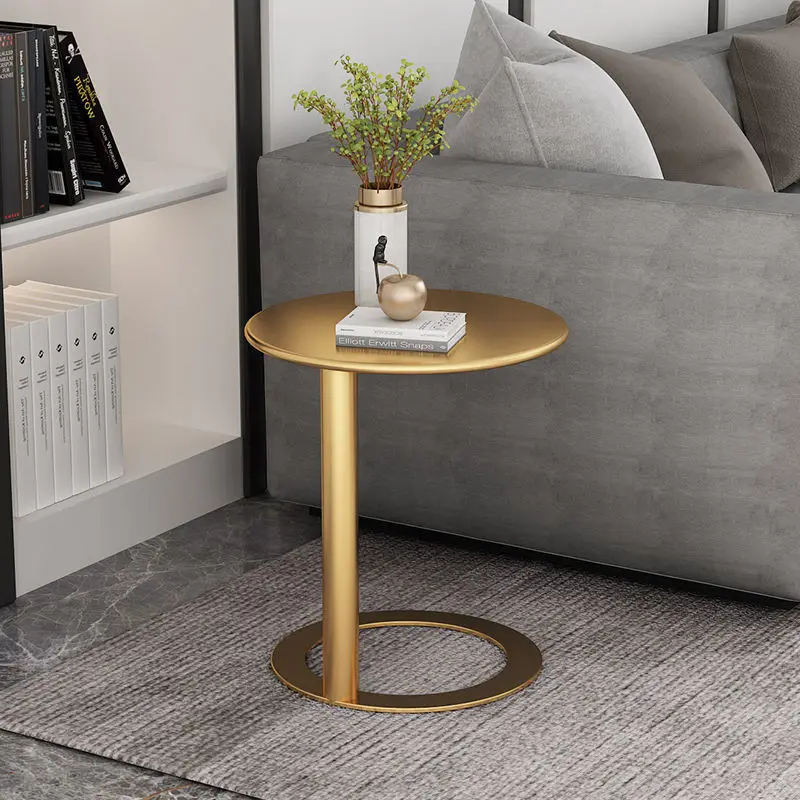 

Nordic Creative Edge Simple Modern Living Room Trundle Table Bedside Multifunction Wrought Gold Round Table Bedroom Furniture