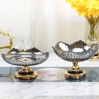 crystal glass fruit tray decoration modern simple home soft decoration fruit basin fashion dry fruit tray fruit bowl