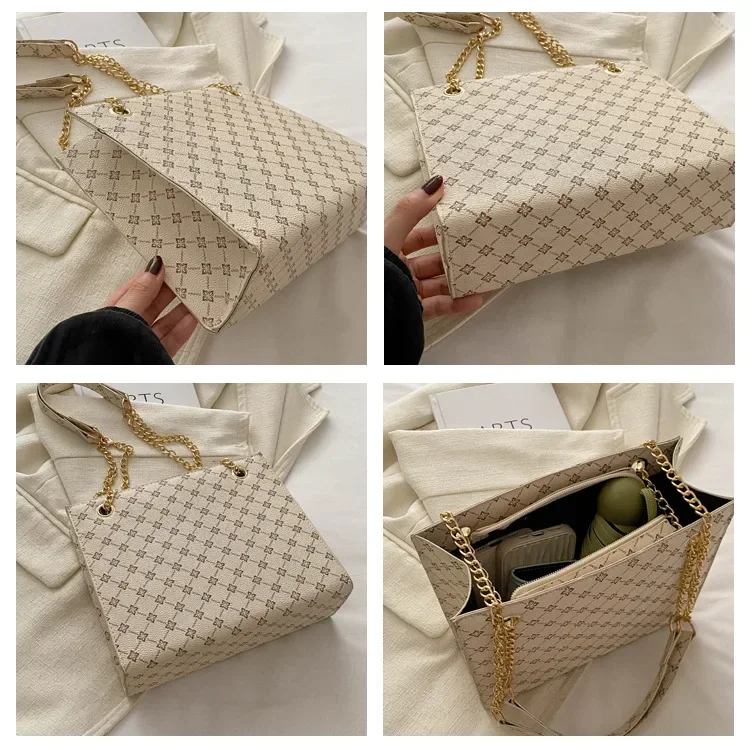 Новая сетка 2024 большая вместительная сумка-тоут с ремешком-цепочкой женская