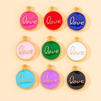 20pcs 9 colors enamel sweet romantic alphabet love charms pendant for diy earring gift jewelry making supplies wholesale 1214mm