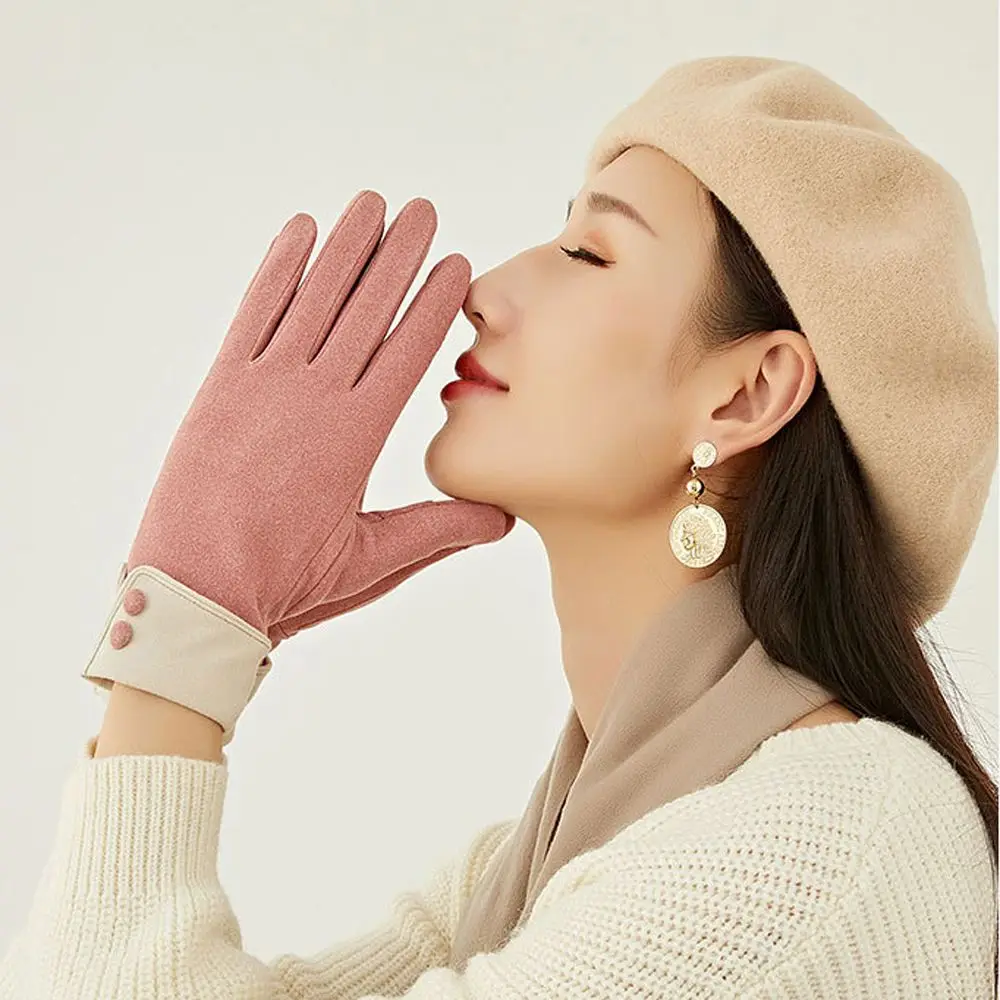 

Варежки теплые однотонные для вождения, простые толстые варежки с откидной крышкой для сенсорных экранов, женские перчатки