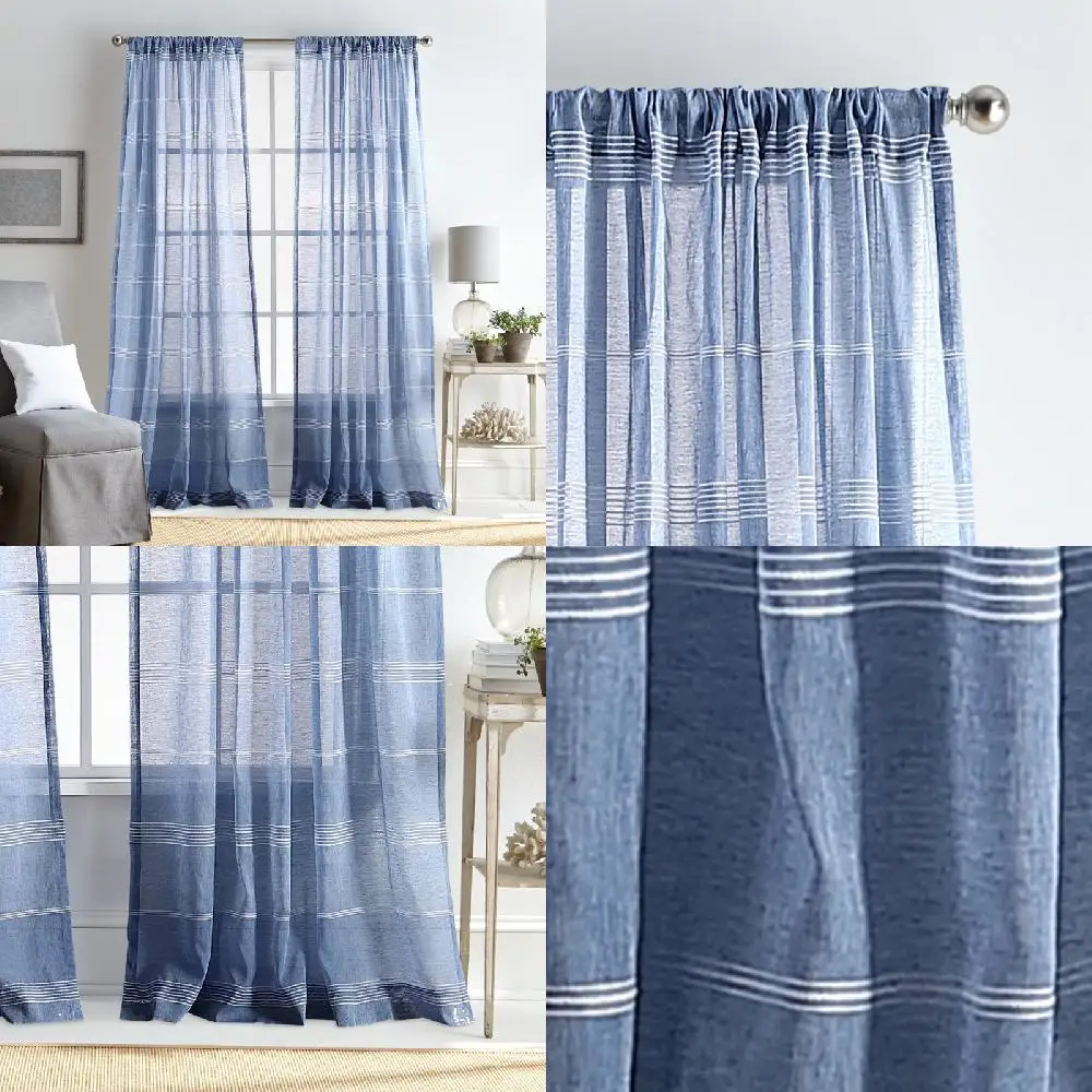 

Stripe Poletop Panel Pair Indigo 50"x84"