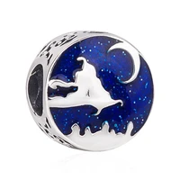 fit original pandora aladdin charms bracelet women blue enamel night moon disney magic carpet beads for jewelry making accessory