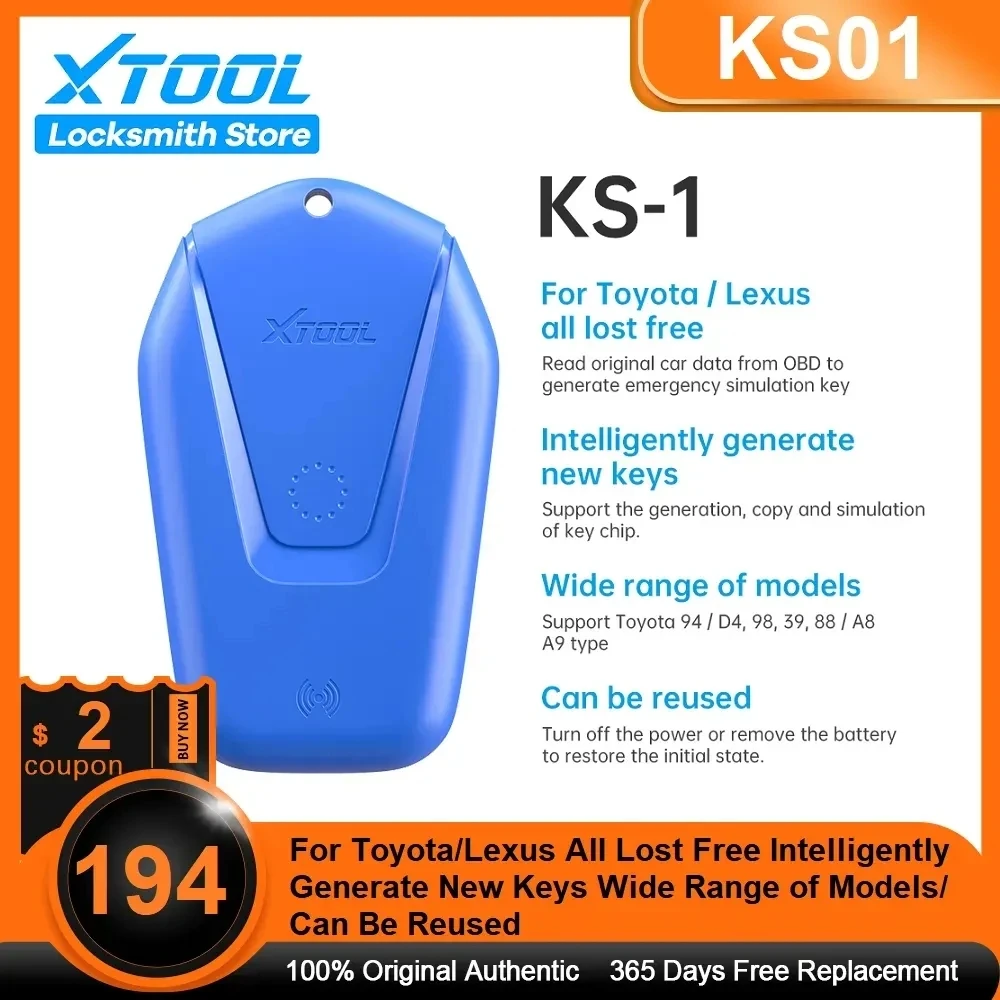 2023 XTOOL KS01 KS-01 синий эмулятор для PS90 X100 PAD2 PAD3 PAD Elite A80 все потеряно через OBD2 KC100 KS-1 подходит для Toyota Smart Key