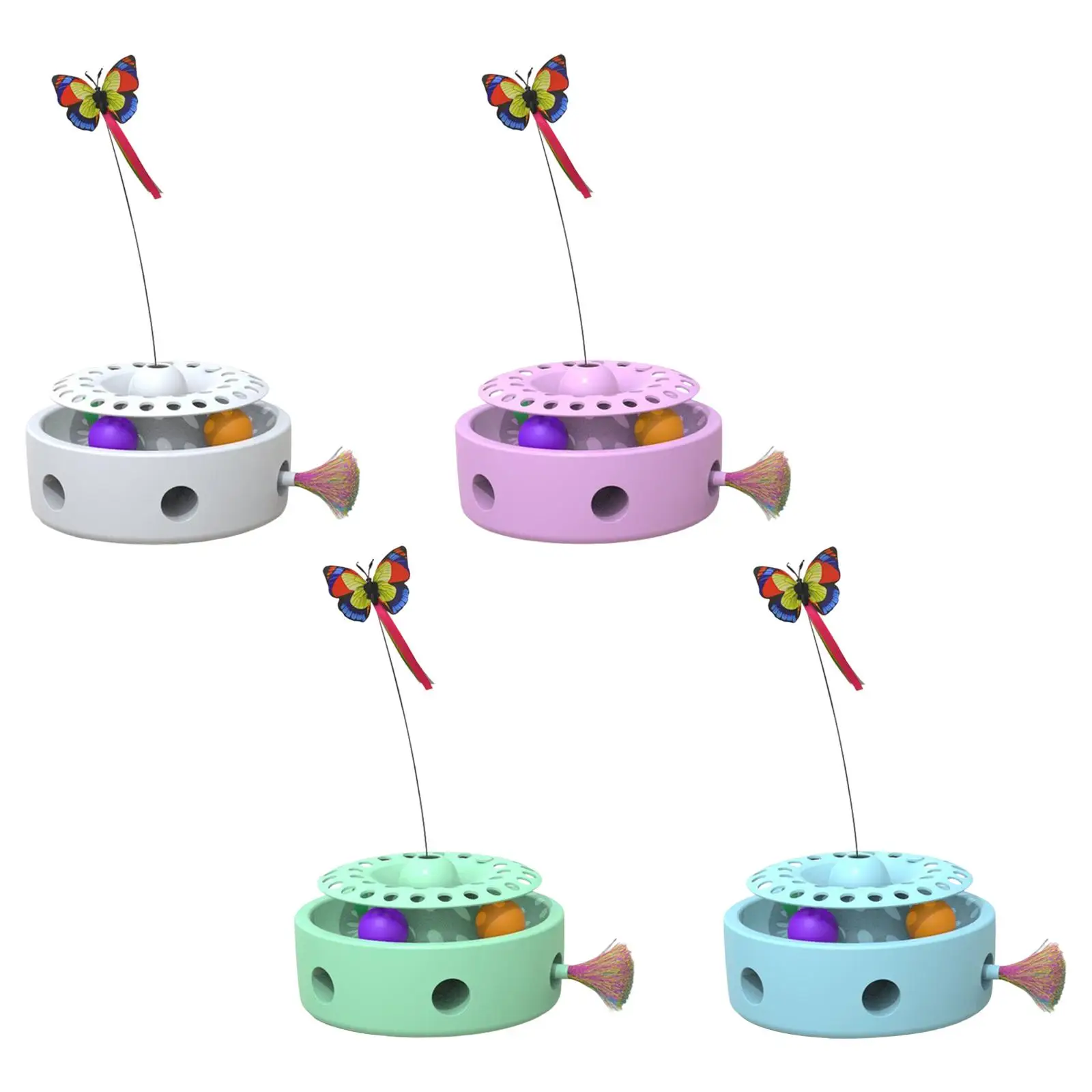 

3 in 1 Interactive Electronic Cat Kitten Toy, Having Fun Exercise Toy with Spinning Butterfly On Top Behaviour Management Funny