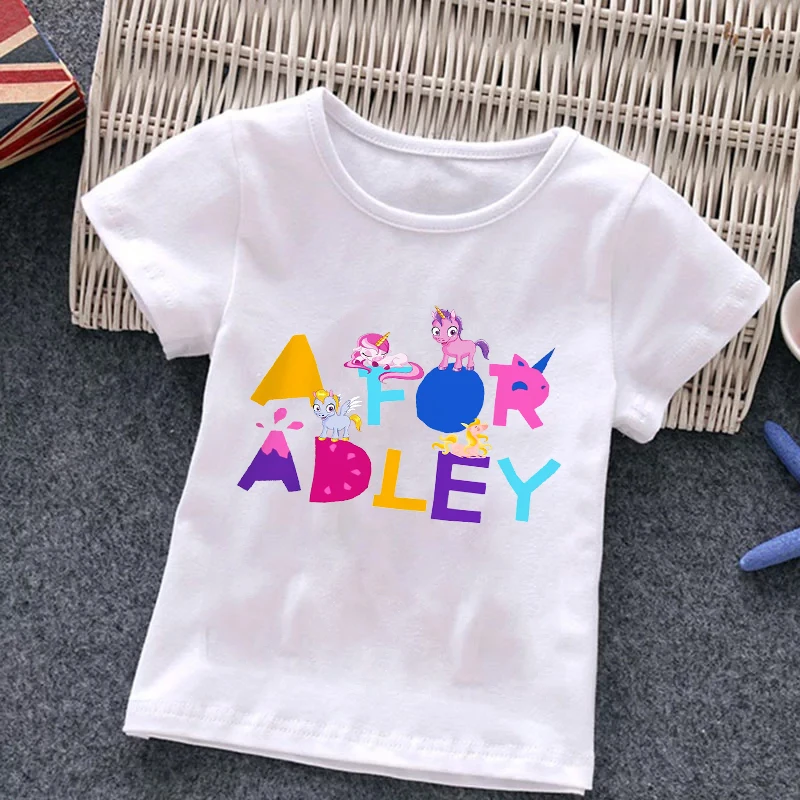 A for Adley Kids T-Shirt Girls Boys Children Tops Kids Clothes Ice Cream Cartoon Print Baby Clothing,Drop Ship