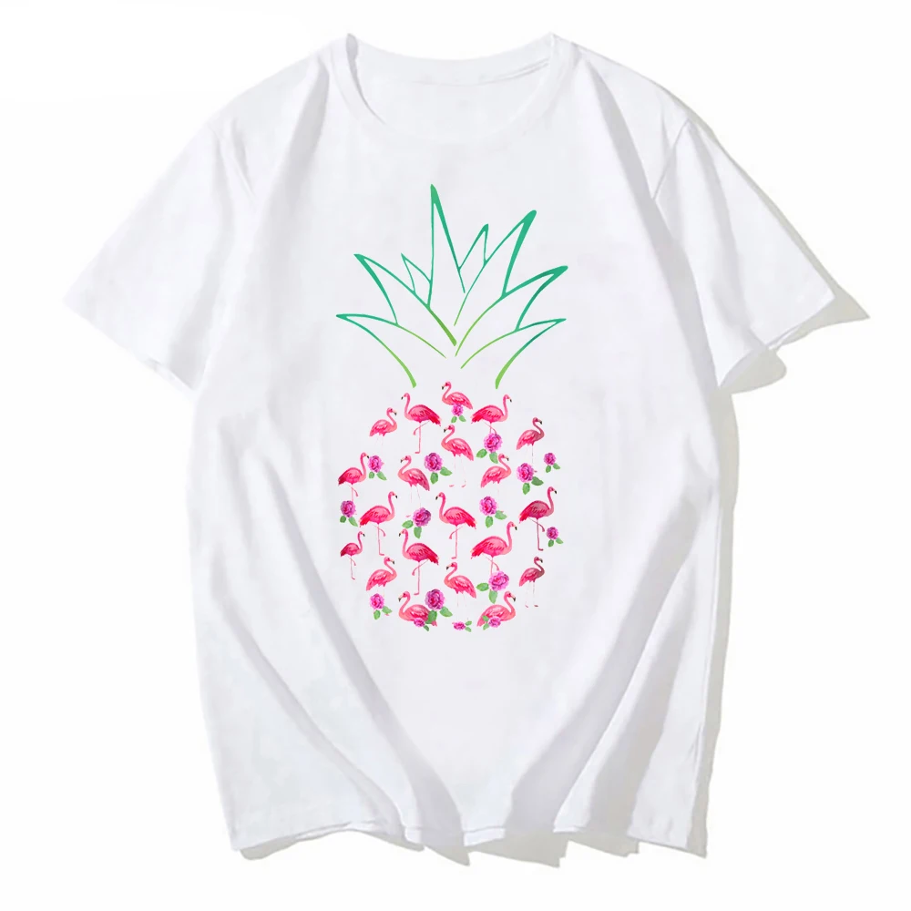

Футболка мужская с коротким рукавом, смешная уличная одежда в стиле Харадзюку, с классическим принтом фламинго, розового ананаса, унисекс, л...