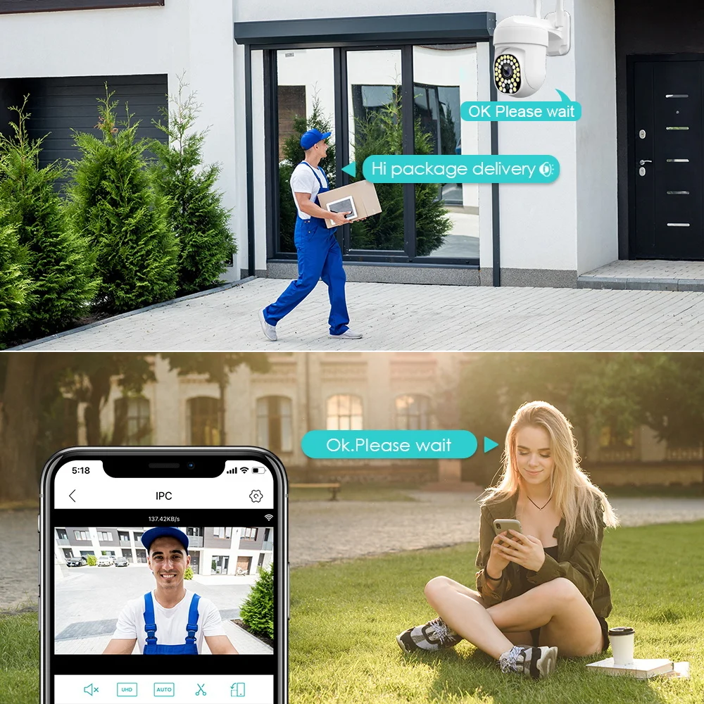 5mp alexa mini ip camera ptz video surveillance cameras wifi outdoor hd cctv home security wireless auto tracking 5x zoom camera free global shipping