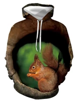 new fashion animal squirrel 3d printing hoodie unisex casual long sleeve sweatshirt