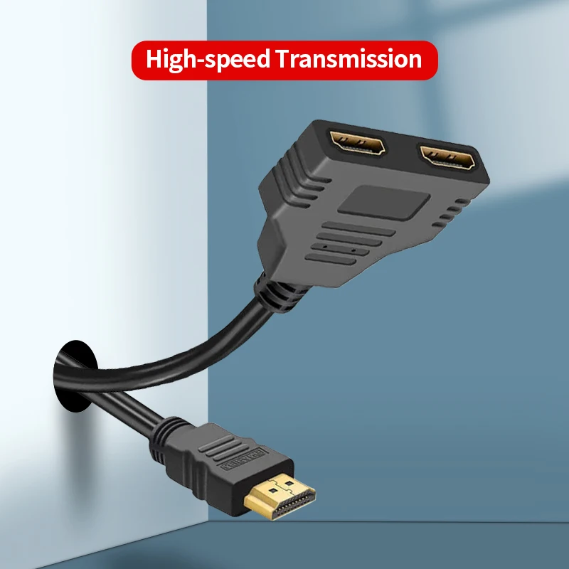 HDMI-совместимый разветвитель адаптер кабель 1080P 2 порта Y-образный один вход на два