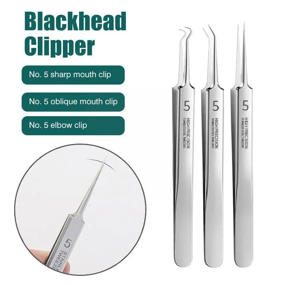 German Ultra-fine No.5 Cell Pimples Blackhead Clip Remover Tweezers Pore Acne Black 0.1mm Blackhead Dots Needle Cleaner Too E1N0