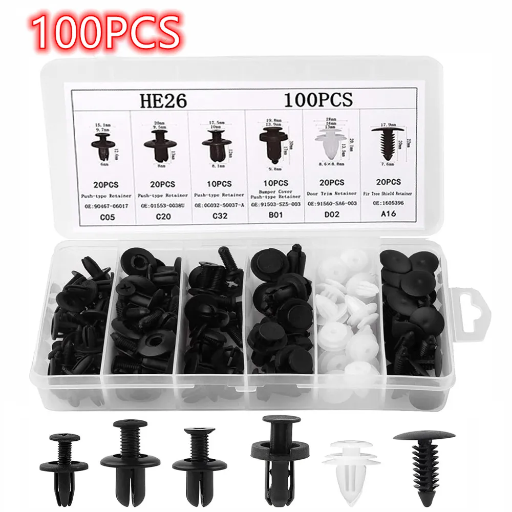 100pcs car Panel Retainer Fastener Mixed clips Pin Rivet for Kia K2 Rio KX CROSS CEED Forte Stonic Seltos Niro XCEED KX3 K - купить по