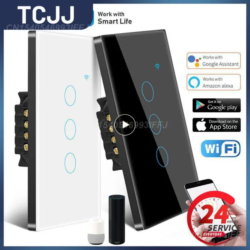 

1~8PCS Aubess WiFi US Smart Switch Need Neutral Wire 1/2/3/4 Gang Light Switch Tuya Smart Life APP Control Support Alexa Google