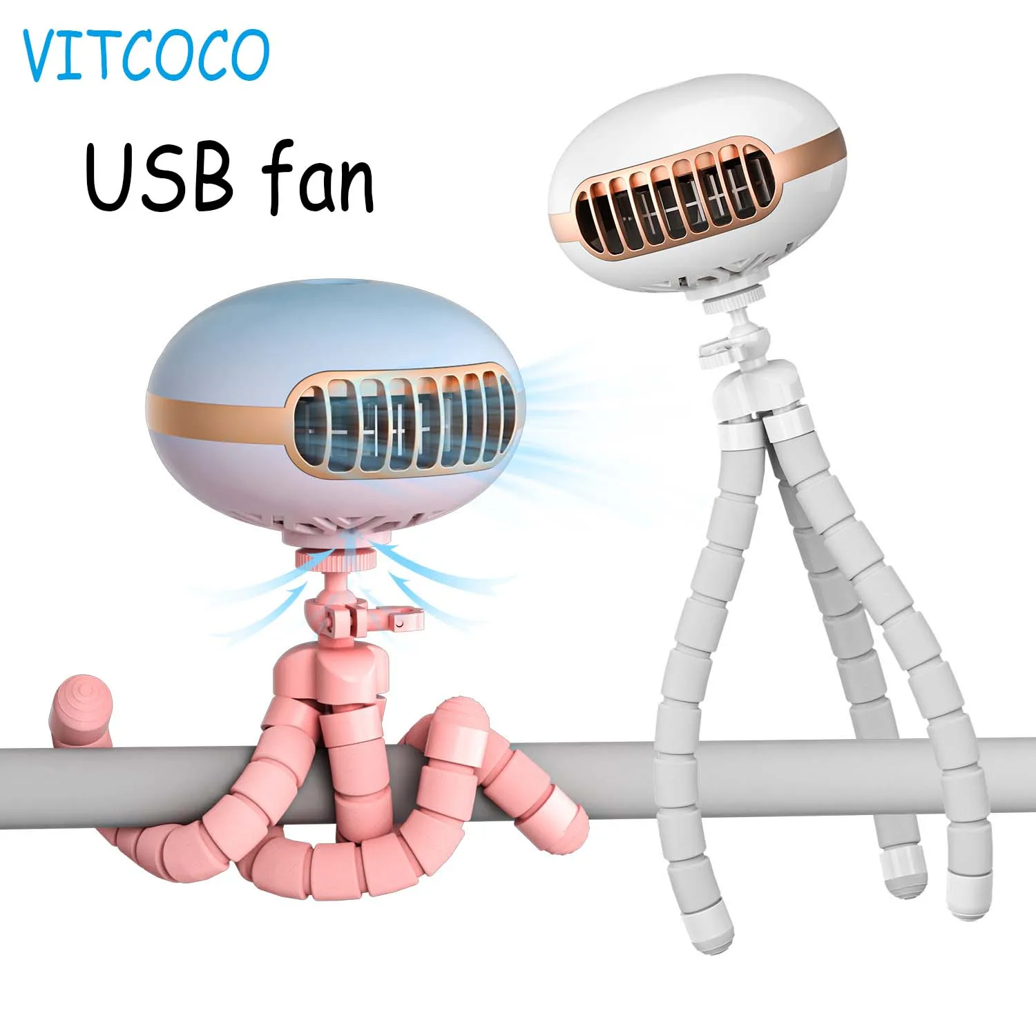 

VITCOCO USB Fan 2022 New Jellyfish Octopus Fan Convenient Stroller Bracket Folding Fan Handheld Leafless Desktop Fan