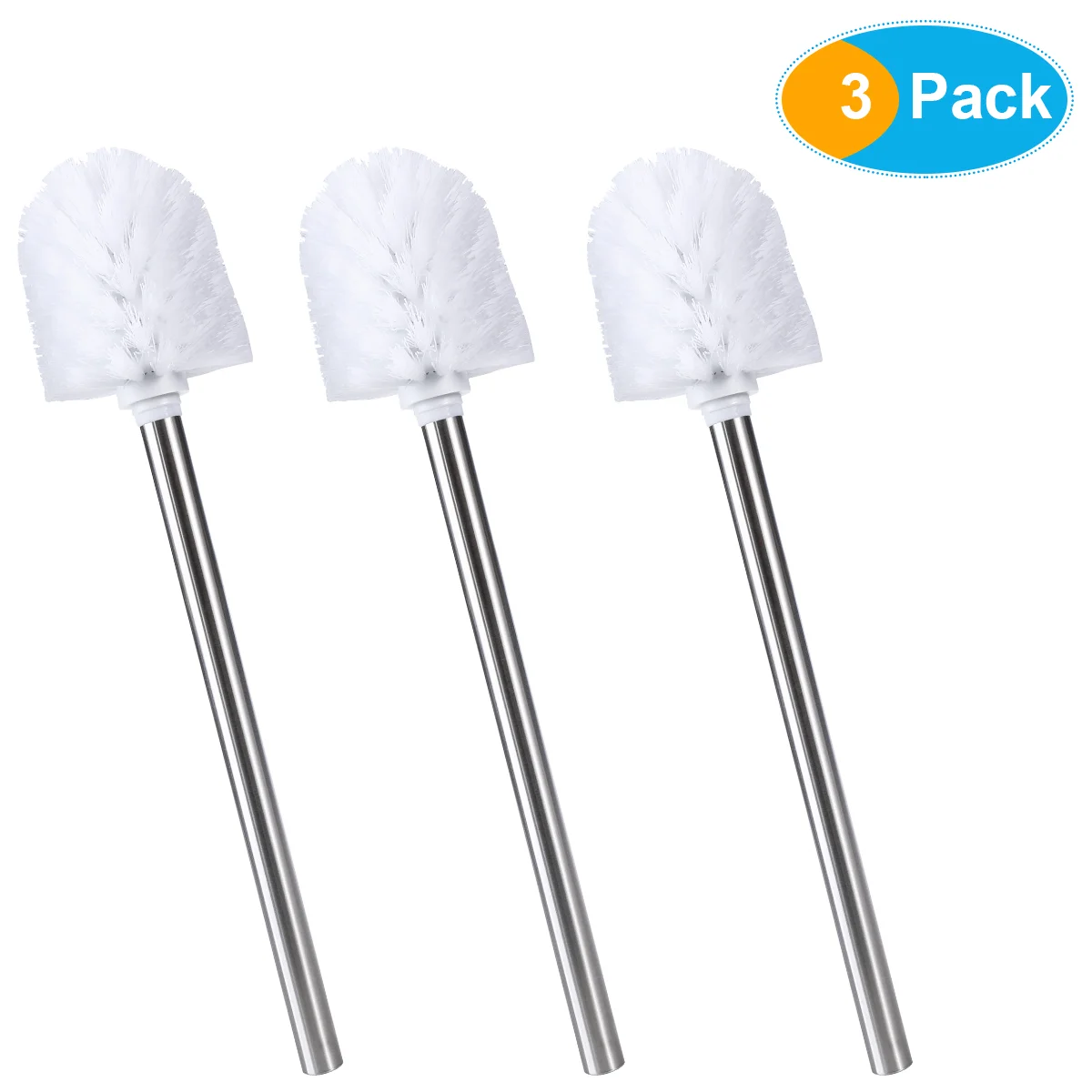 

BESTOMZ 3pcs Stainless Steel WC Bathroom Cleaning Toilet Brush Head Holder