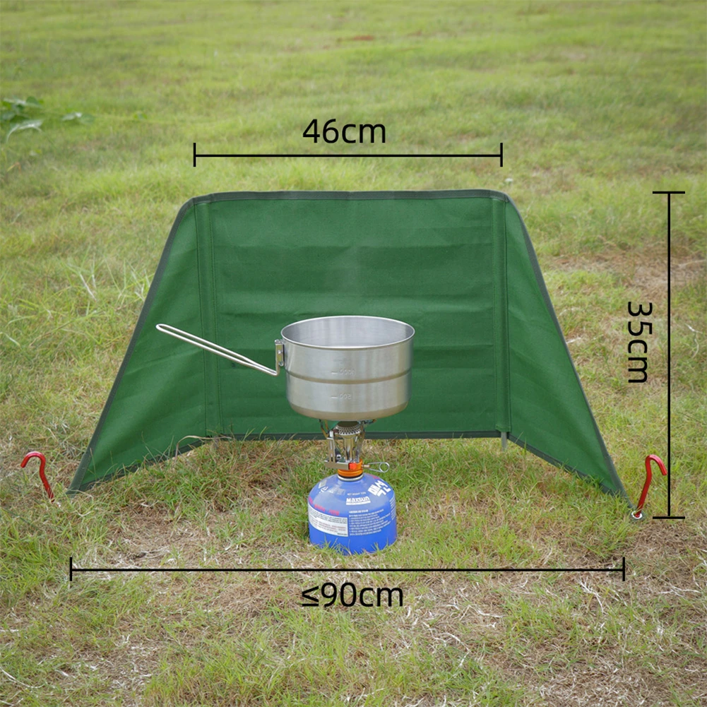 

Durable Stove Windshield Camping Windshield 90*35cm Accessories Folding Silicone Canvas Windproof With Storage Bag
