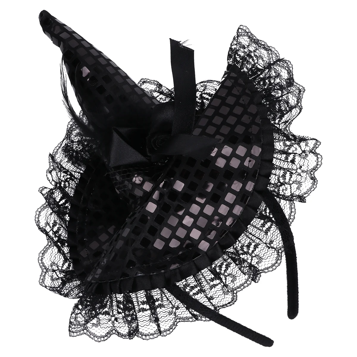 

Witch Hatheadband Hair Piece Black Headpiece Costume Head Hats Accessory Lace Band Accessoriesha Mini Clipdresshoop Hairddress