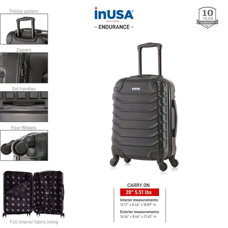 Endurance Lightweight Hardside Spinner 20 inch Carry-On Black