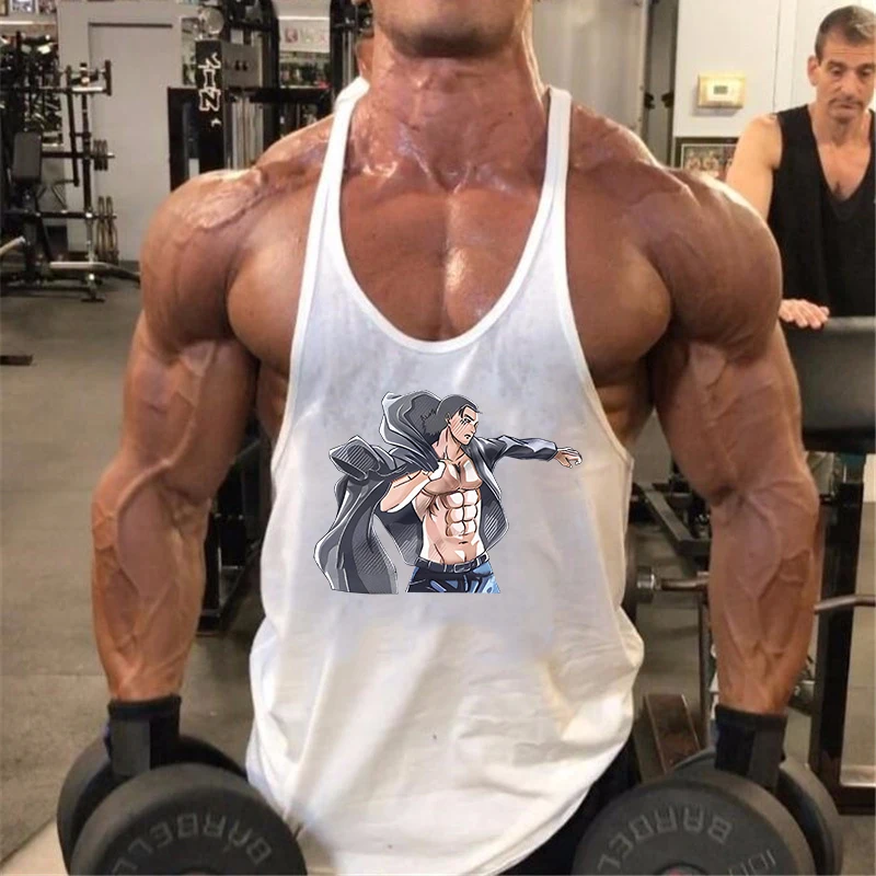 Anime Attack on Titan Stringer Tank Top Mens Y-Back Vest Muscle Training Athletic Tees Tops Gym Workout Fitness Bodybuilding