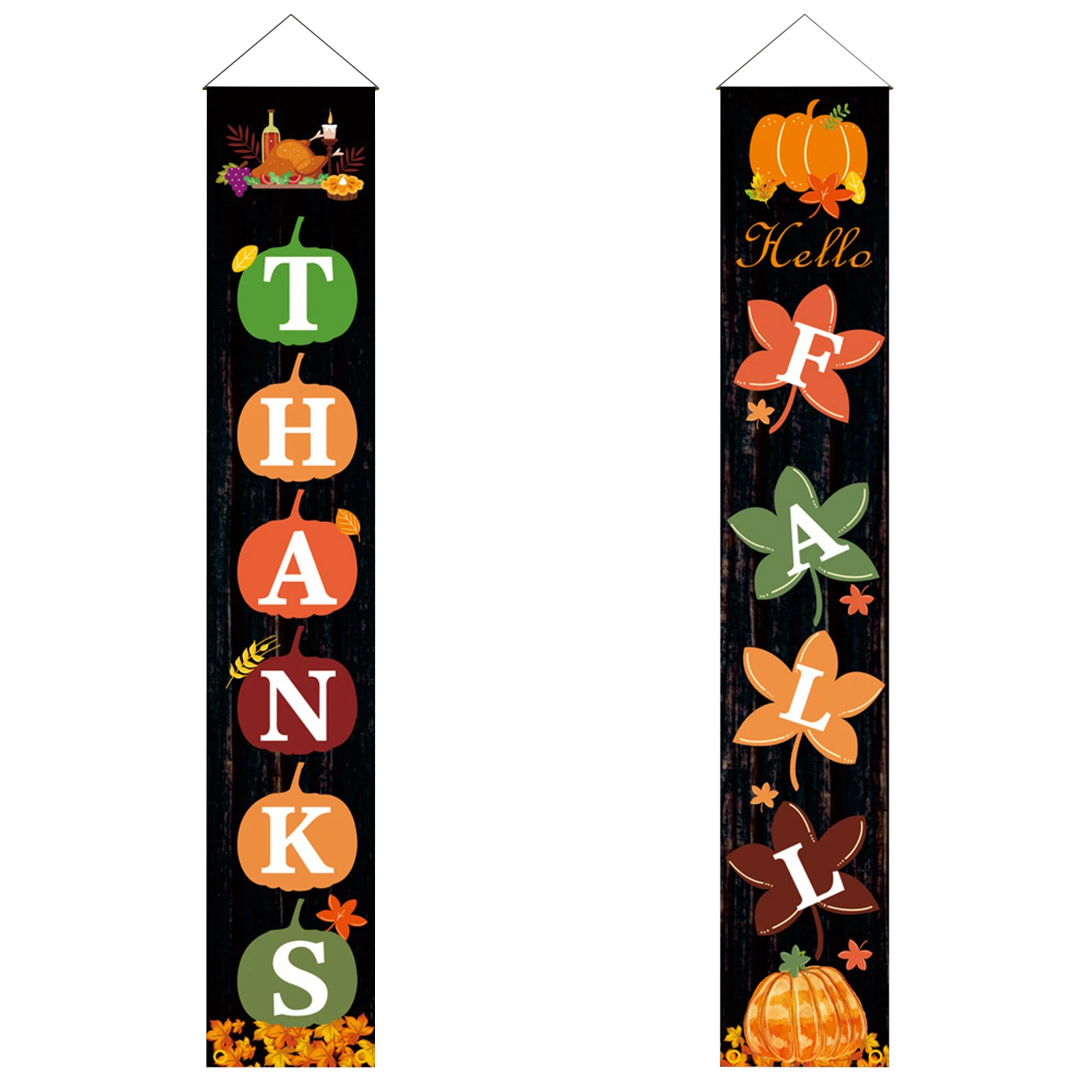 

1 пара подвесной баннер с изображением двора урожая тыквы Hello Fall, флаг, декор на День Благодарения, пасхальный осенний знак для крыльца, для д...
