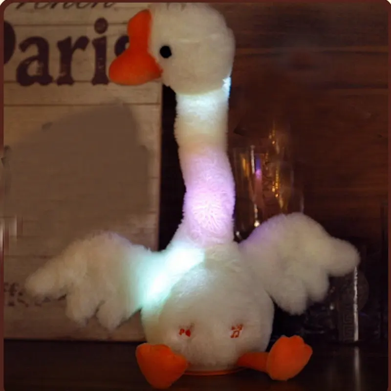 

Игрушка плюшевая в виде гуся со светодиодной светильник кой, милая игрушка-утенка, цветная светящаяся Поющая записью, подарок для детей