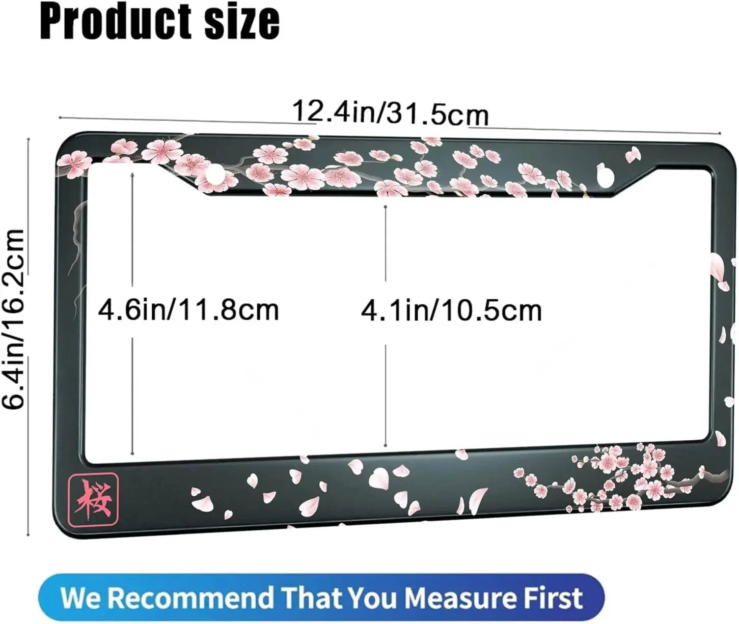 Японская рамка для номерного знака Cherry с цветущими цветами передних знаков