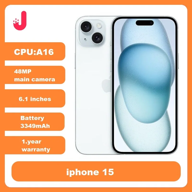 Фото Оригинальный Iphone 15 6 + 128 ГБ/256 ГБ 6,1-дюймовый дисплей Super Retina XDR A16, бионический чип, двойной смартфон ESIM NFC, американская версия, б/у №1