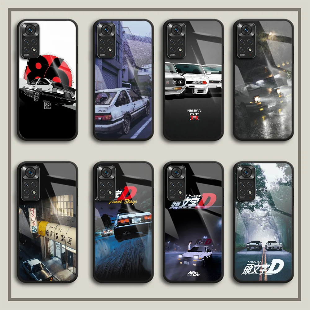 

Initial D AE86 Tempered Glass Phone Case Cover For Xiaomi Redmi Note 6 7 8 9 10 11 12 K60 A C S Pro Plus Black
