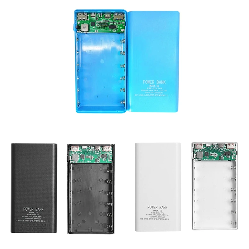 

18650Battery Power Bank Box 18W Fast Charging LCD Display 20000Mah Power Board For 6X18650 Battery DIY Powerbank Case