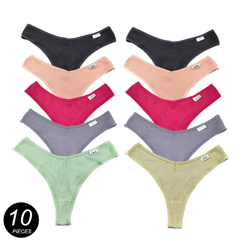 Женские хлопковые трусы-стринги 10 шт