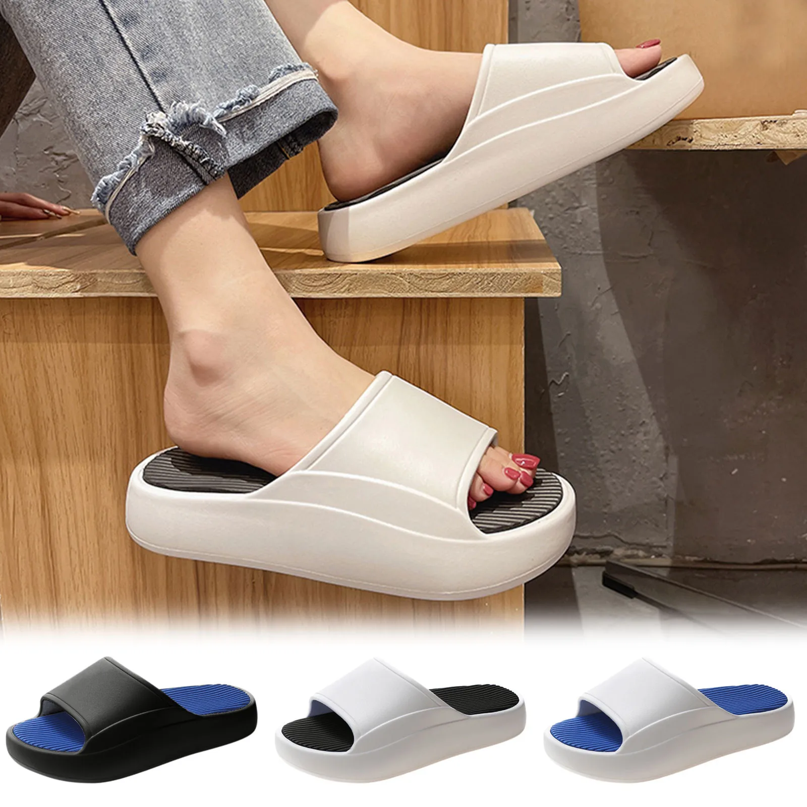 

Couples Stylish Adult Sandals Slip-Proof Thick-Soled Indoor Outdoor Slippers Men Flip Flops House Sleepers Shoes Woman Home