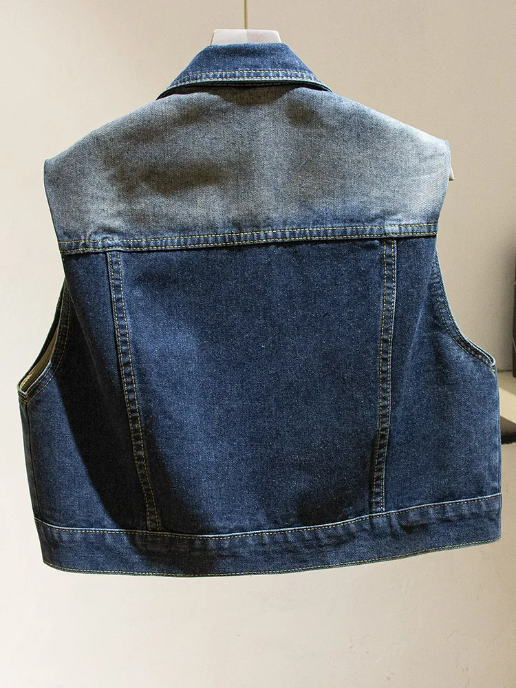 Гонконг Sle ретро джинсовый жилет женский 2024 осенний новый корейский свободный