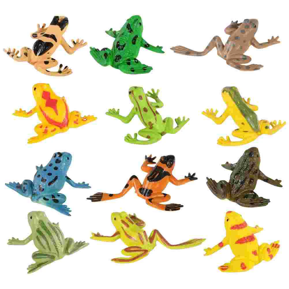 

12Pcs Tiny Frogs Statues Lifelike Miniature Frogs Models Animals Figurines Playthings