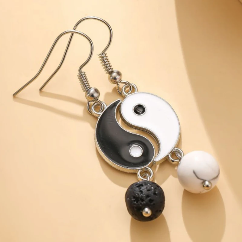 

Yin Yang Dangle Earrings For Women Asymmetric rip Oil Tai Chi Gossip Drop Earring Trendy Ladies Black White Ear Rings Jewelry