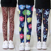2022 new spring and autumn thin girls leggings milk silk stretch printed trousers medium and large childrens pants