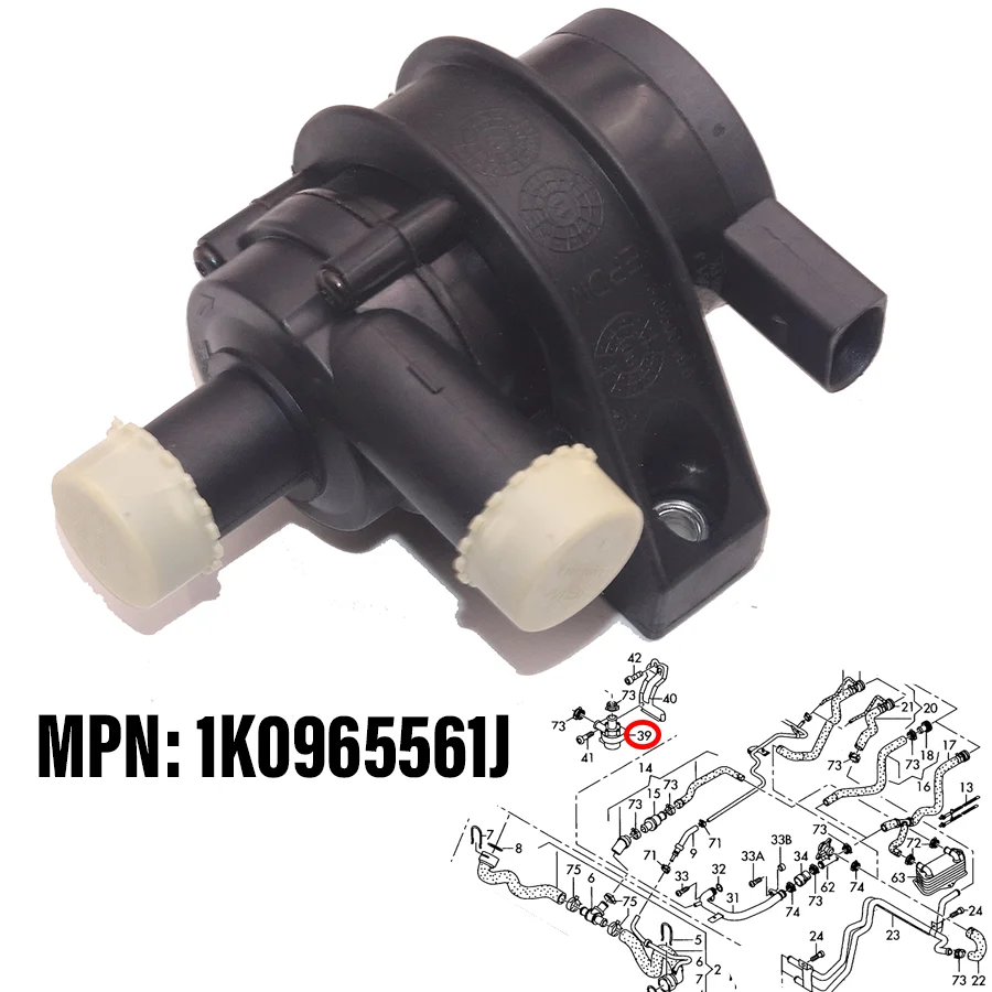 

Wooeight 1K0 965 561 J Auto Auxiliary Water Pump 1K0965561J For VW Golf Skoda YETI Seat Leon Audi A3 TT Q3 Jetta CC Passat B5