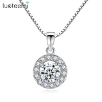 luoteemi trendy 0 6 carat cubic zirconia round micro inlay necklaces pendants for women girl party gold silver color rose gold