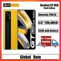 global rom realme gt neo flash edition 5g cellphone dimensity 1200 6 43 inch 120hz super amoled 65w fast charger 64mp camera