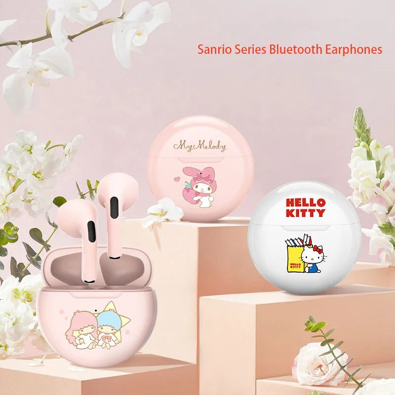 

Sanrio Hello Kitty My Melody Cinnamoroll Pompompurin Bluetooth Earphones Cartoon Wireless Headphones Sports Waterproof Headsets