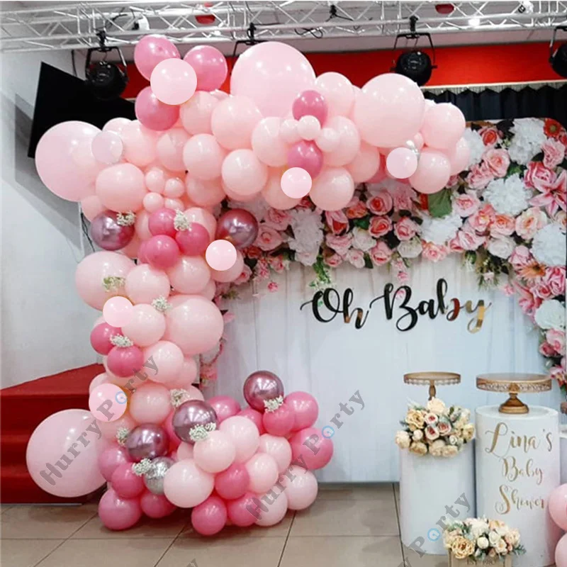 

129 шт. украшения для свадьбы, дня рождения, разноцветные розовые фотообои, металлические розовые красные воздушные шары, товары для детского...