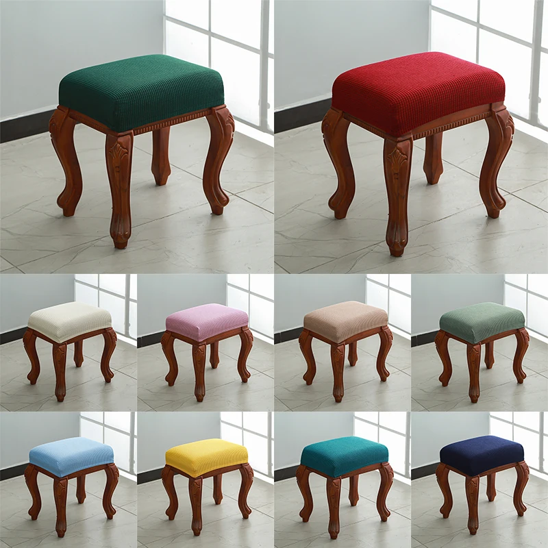 

Elastic Dressing Stool Cover Square Seat Covers Spandex Chair Cover High Stretch Slipcover Removable Solid Color Chair Protector
