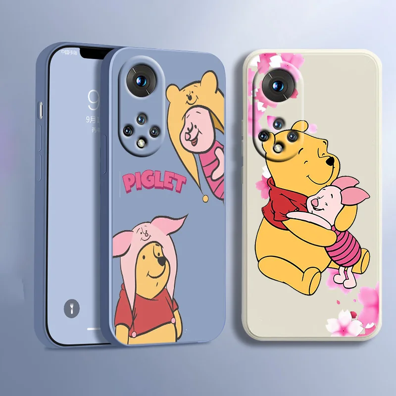 

Disney Piglet Winnie Pooh For Honor 70 60 50 30 20 X20 10X 9X Pro Plus Lite Liquid Rope Silicone Candy Cover Phone Case